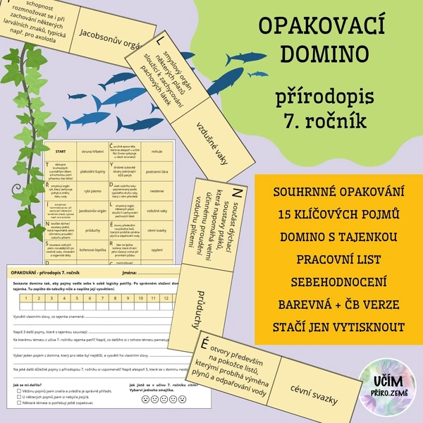 Opakovací domino - přírodopis 7. ročník
