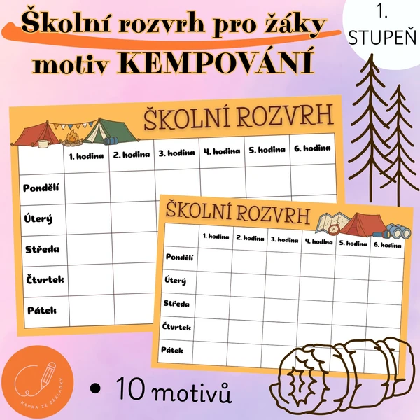 Školní rozvrh pro žáky - KEMPOVÁNÍ