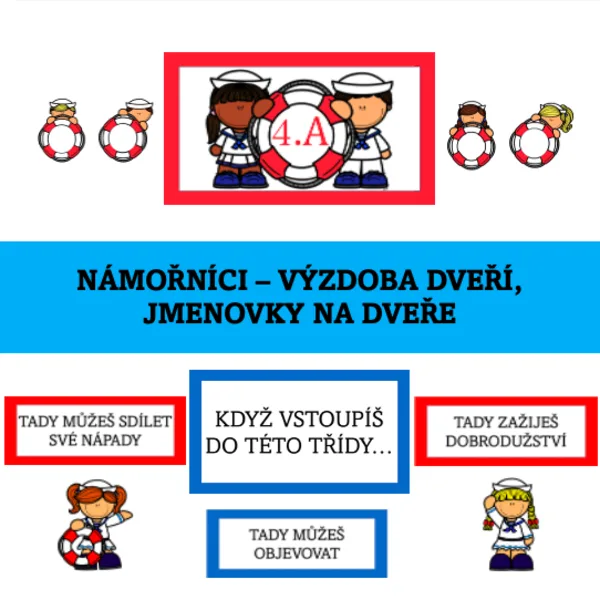 Námořníci - výzdoba dveří, jmenovky na dveře