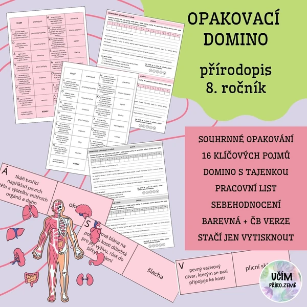 Opakovací domino - přírodopis 8. ročník