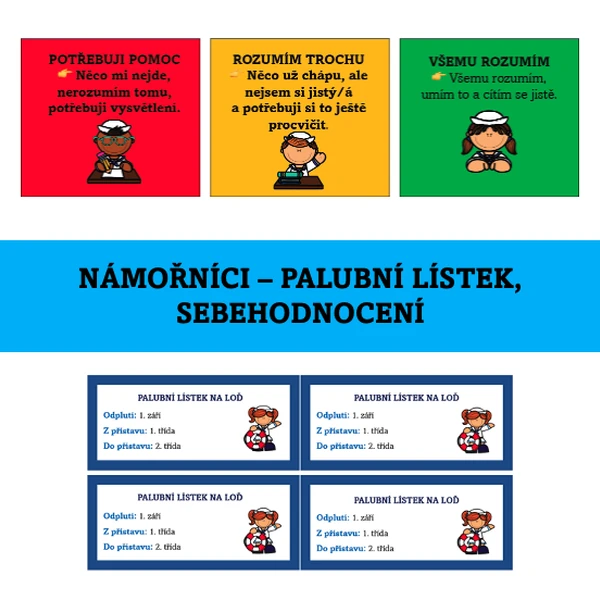 Námořníci - palubní lístek, sebehodnocení