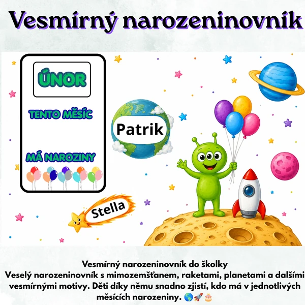 🚀 Vesmírný narozeninovník do školky