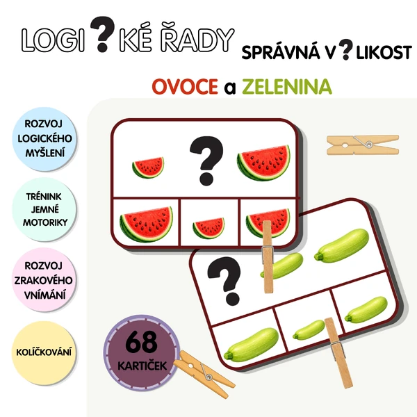 Logické řady - ovoce a zelenina (správná velikost)