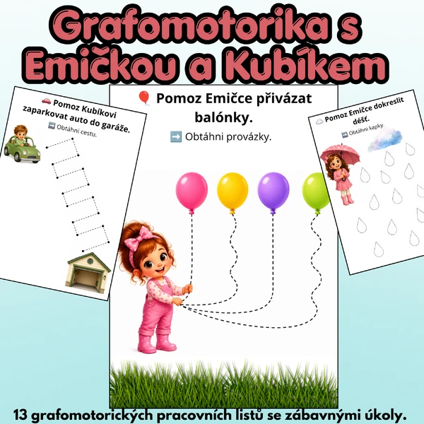 Procvičujte grafomotoriku hravou formou s Emičkou a Kubíkem!