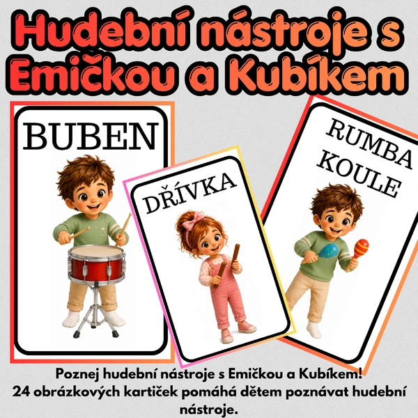 🎶 Hudební nástroje s Emičkou a Kubíkem
