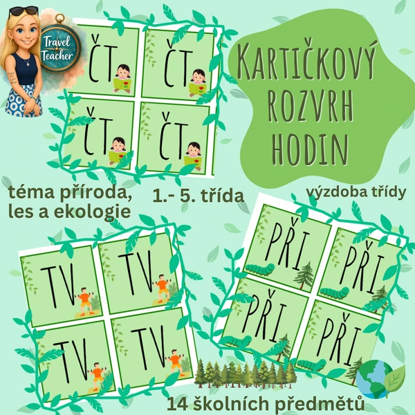 Kartičkový rozvrh hodin - příroda