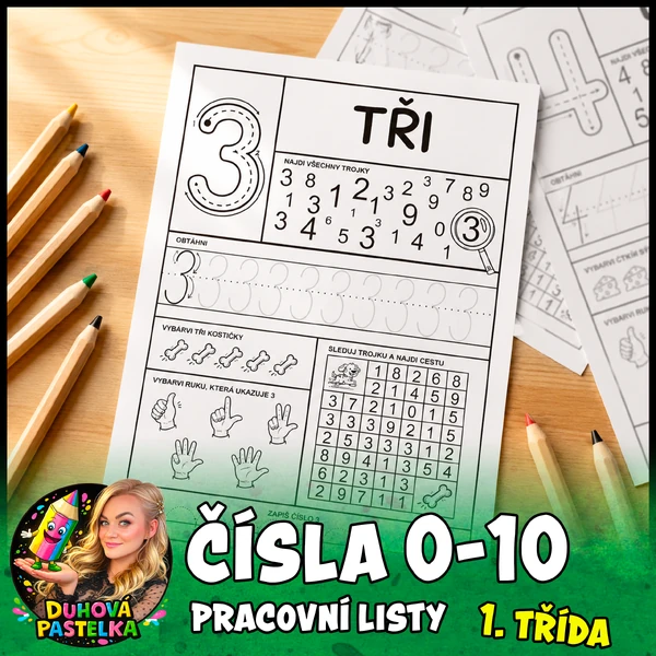 ČÍSLA 0-10 jednoduché pracovní listy
