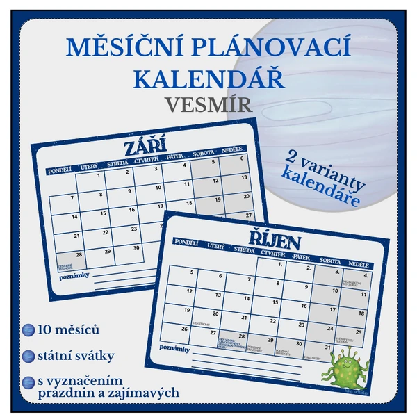 Měsíční plánovací kalendář