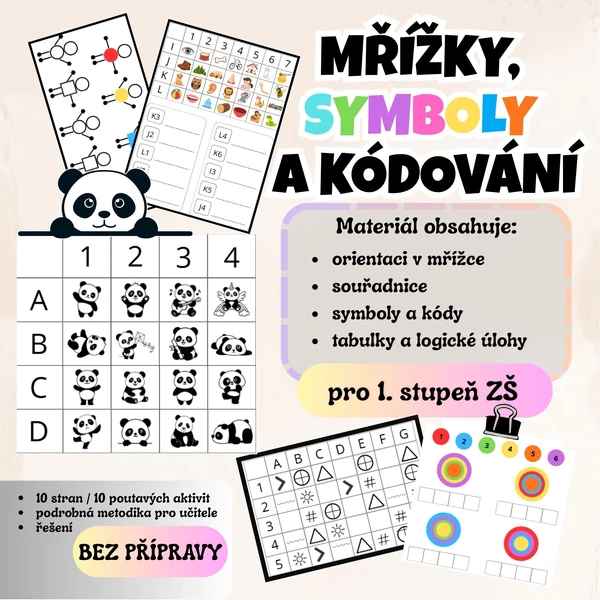 Mřížky, symboly a kódování - souřadnice, tabulky a další logické úlohy