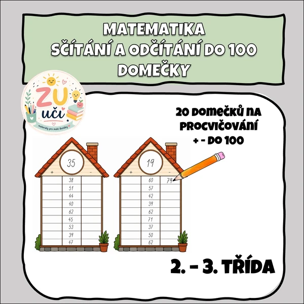 Početní domečky - Sčítání a odčítání do 100