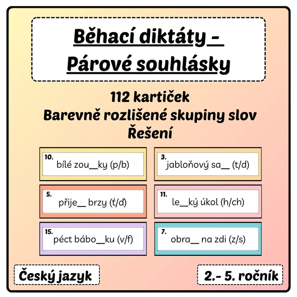 Párové souhlásky - Běhací diktáty