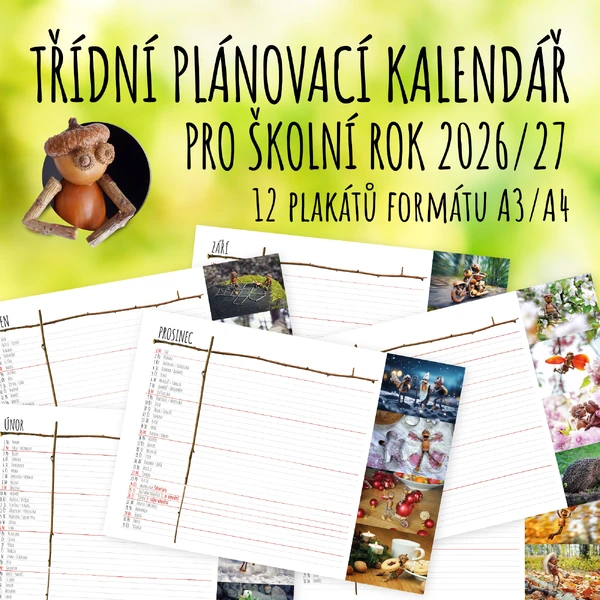 Třídní plánovací kalendář 2026/2027 s dubánky