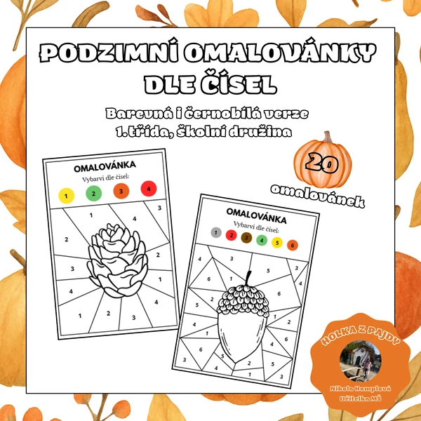 PODZIMNÍ OMALOVÁNKY DLE ČÍSEL