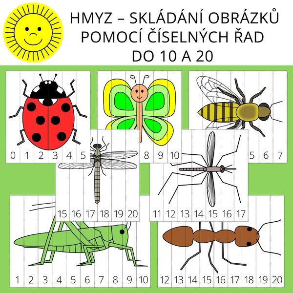 HMYZ – SKLÁDÁNÍ OBRÁZKŮ POMOCÍ ČÍSELNÝCH ŘAD DO 10 A 20