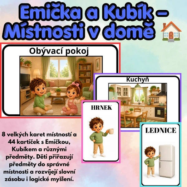 Emička a Kubík – Místnosti v domě 🏠