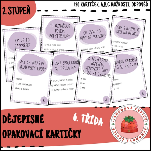 Dějepisné opakovací kartičky - 6. ročník