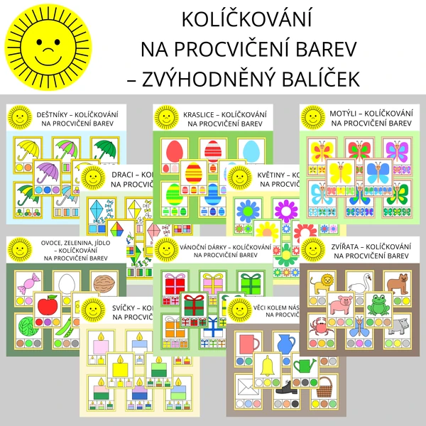 KOLÍČKOVÁNÍ NA PROCVIČENÍ BAREV - ZVÝHODNĚNÝ BALÍČEK