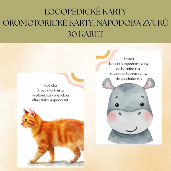 Logopedické karty - oromotorika, nápodoba zvuků