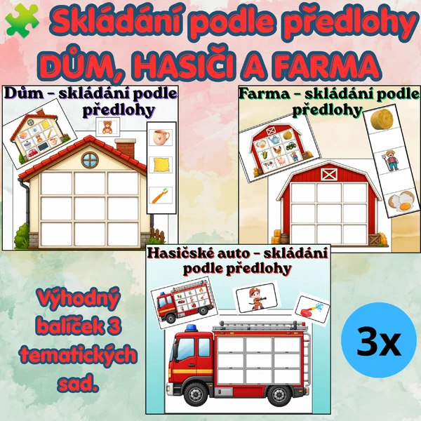 🎁 Výhodný balíček 3 tematických sad skládání podle předlohy