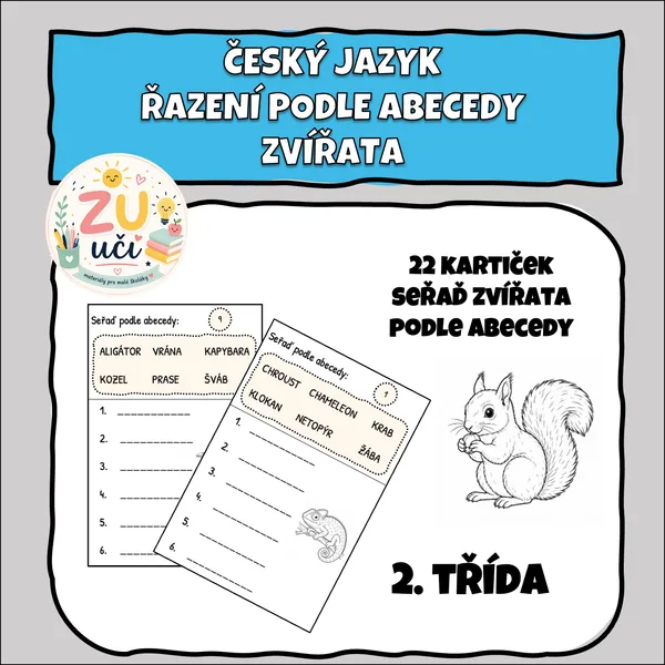 Řazení slov podle abecedy - Zvířata