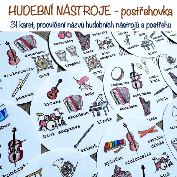 Hudební nástroje - Postřehová hra s názvy