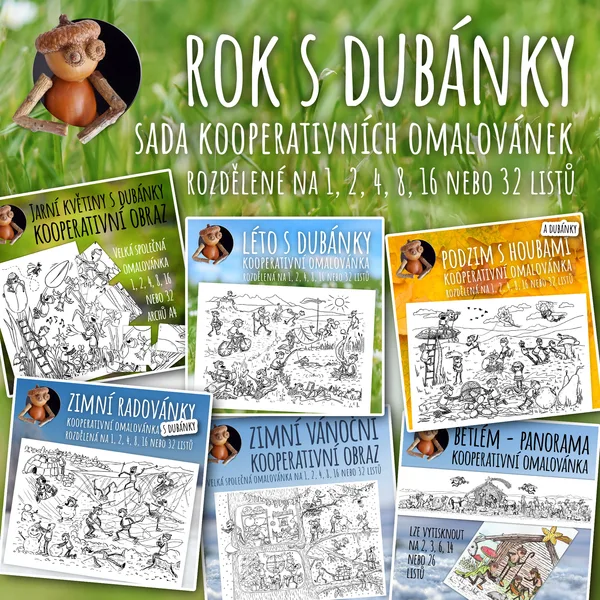 Set dubánčích velkých kooperativních obrazů – omalovánky na celý rok