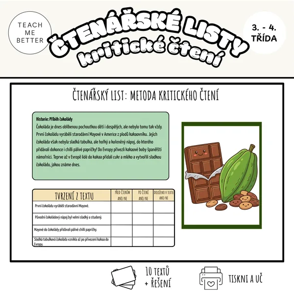 Čtenářské listy - kritické čtení
