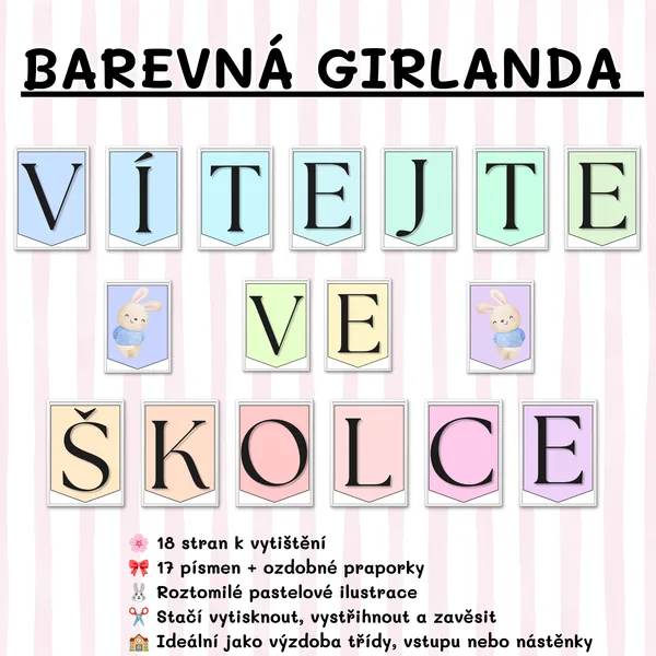 Girlanda VÍTEJTE VE ŠKOLCE – výzdoba do MŠ