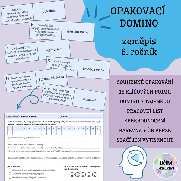 Opakovací domino - zeměpis 6. ročník