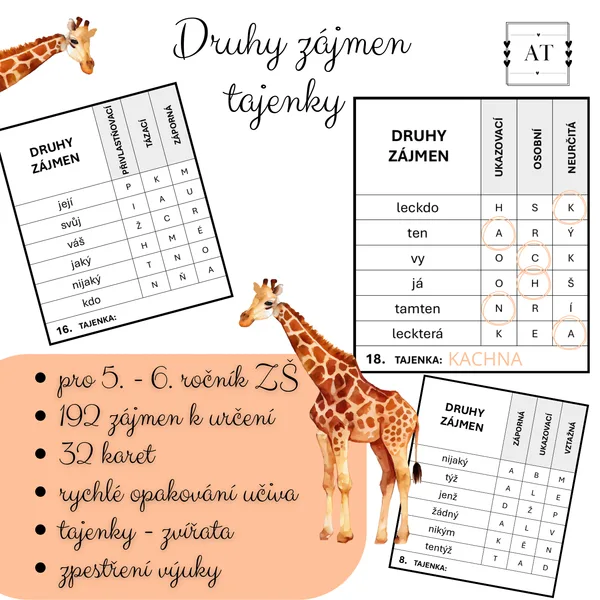 Druhy zájmen - tajenky