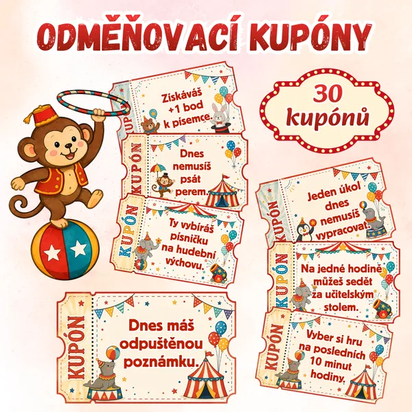 Odměnové kupóny pro žáky, žolíky
