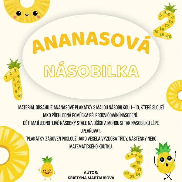 Ananasová násobilka - Plakátky do třídy 🍍