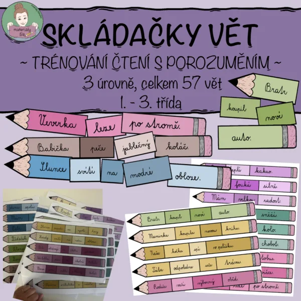 Skládačky vět - pastelky