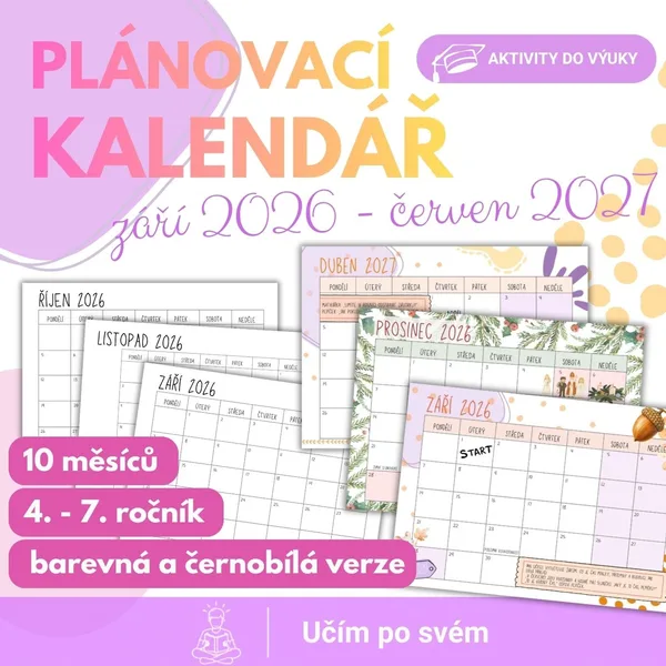 Školní plánovací kalendář 2026/2027 | kalendář do třídy | září-červen
