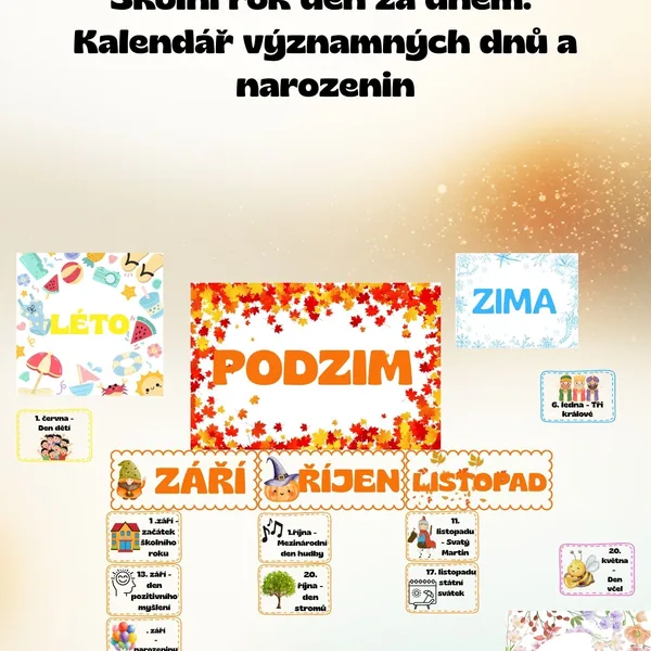 Školní rok den za dnem: Kalendář významných dnů a narozenin