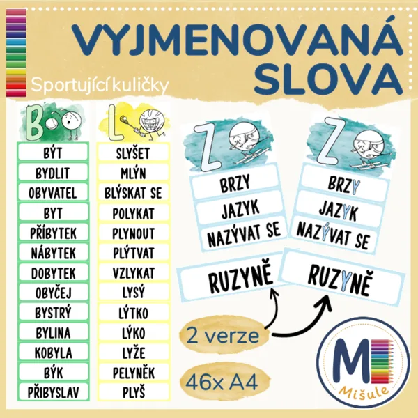 VYJMENOVANÁ SLOVA - pruhy - sportující kuličky