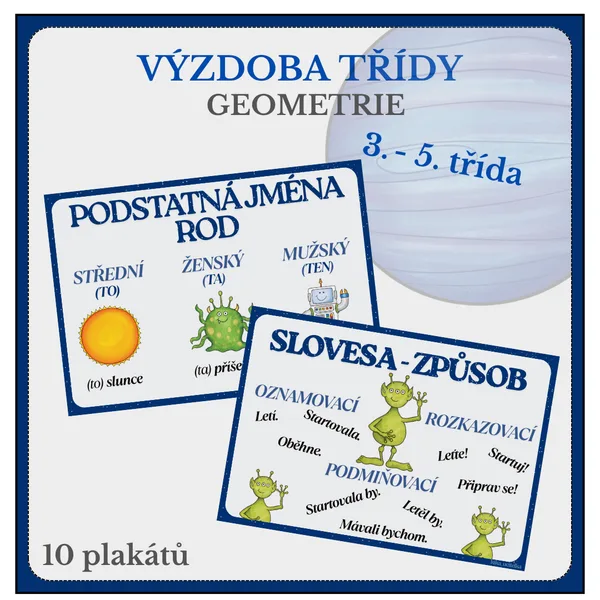 Mluvnické kategorie podstatných jmen a sloves - vesmír (výzdoba)
