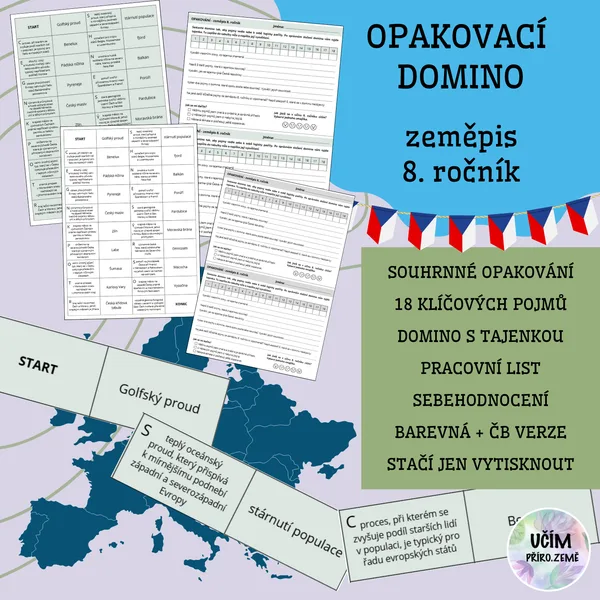 Opakovací domino - zeměpis 8. ročník