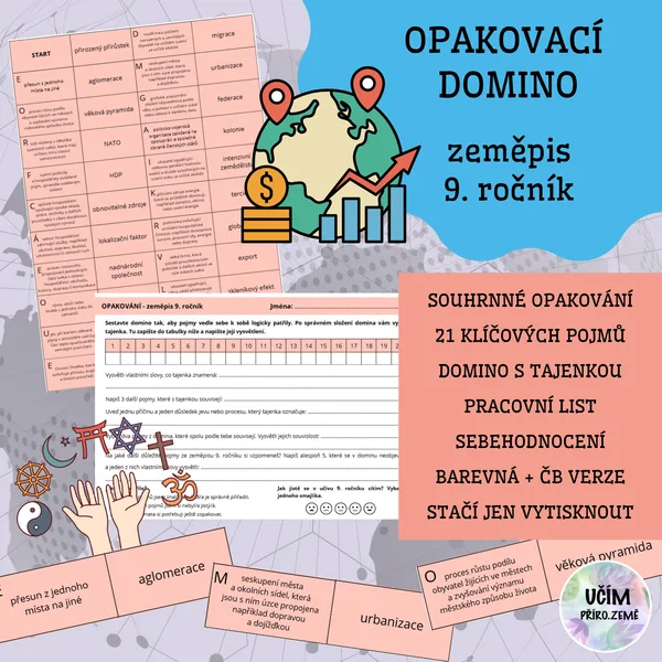 Opakovací domino - zeměpis 9. ročník