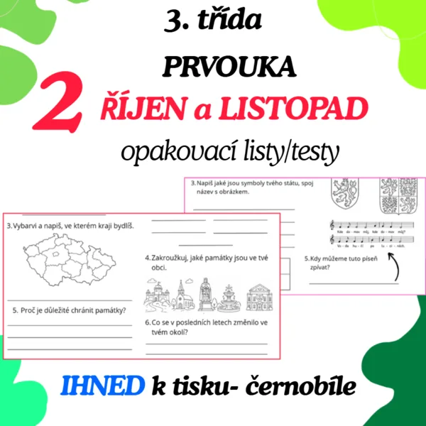 3. třída: Prvouka -ŘÍJEN a LISTOPAD (PL a testy)