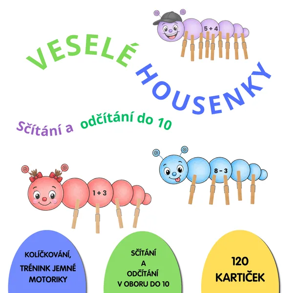 Veselé housenky - sčítání a odčítání v oboru do 10