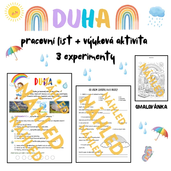 🌈 Duha – pracovní list + výuková aktivita (3 experimenty)