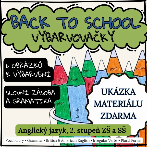 BACK TO SCHOOL | Anglické vybarvovačky pro 2. stupeň ZŠ a SŠ (UKÁZKA MATERIÁLU)