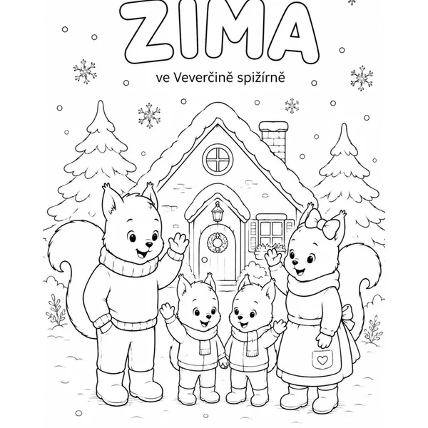 Veverčí omalovánky - ZIMA