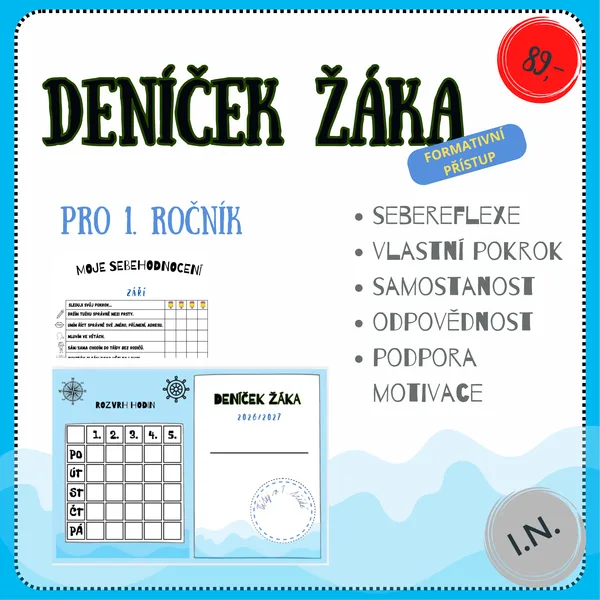 DENÍČEK ŽÁKA (žákovská knížka) pro PRVŇÁČKA
