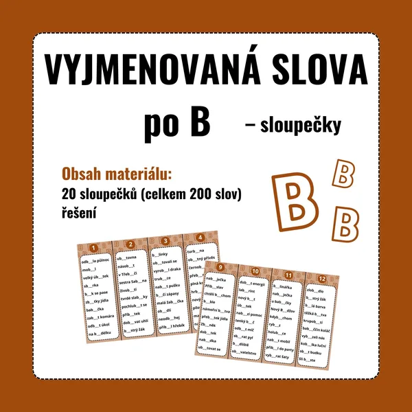 VYJMENOVANÁ SLOVA po B – sloupečky