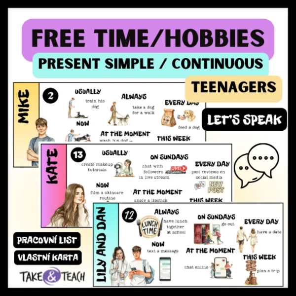 BACK TO SCHOOL - HOBBIES, FREE TIME - PRESENT SIMPLE, CONTINUOUS - KONVERZACE