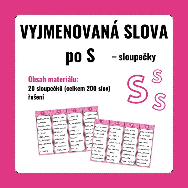 VYJMENOVANÁ SLOVA po S – sloupečky