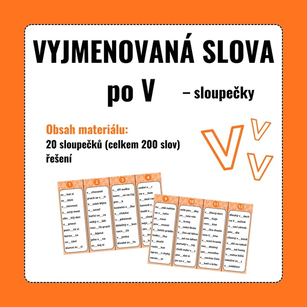VYJMENOVANÁ SLOVA po V – sloupečky