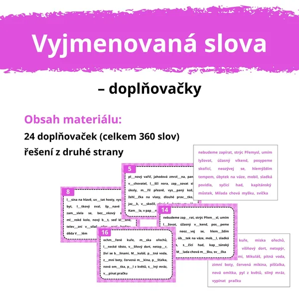 VYJMENOVANÁ SLOVA – doplňovačky